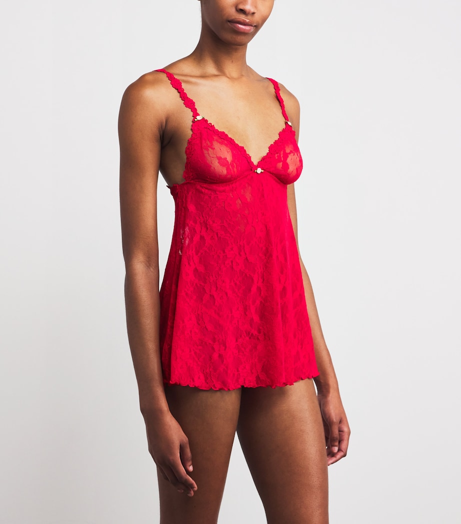 Stretch Lace Cami and Thong Set RED Image 2