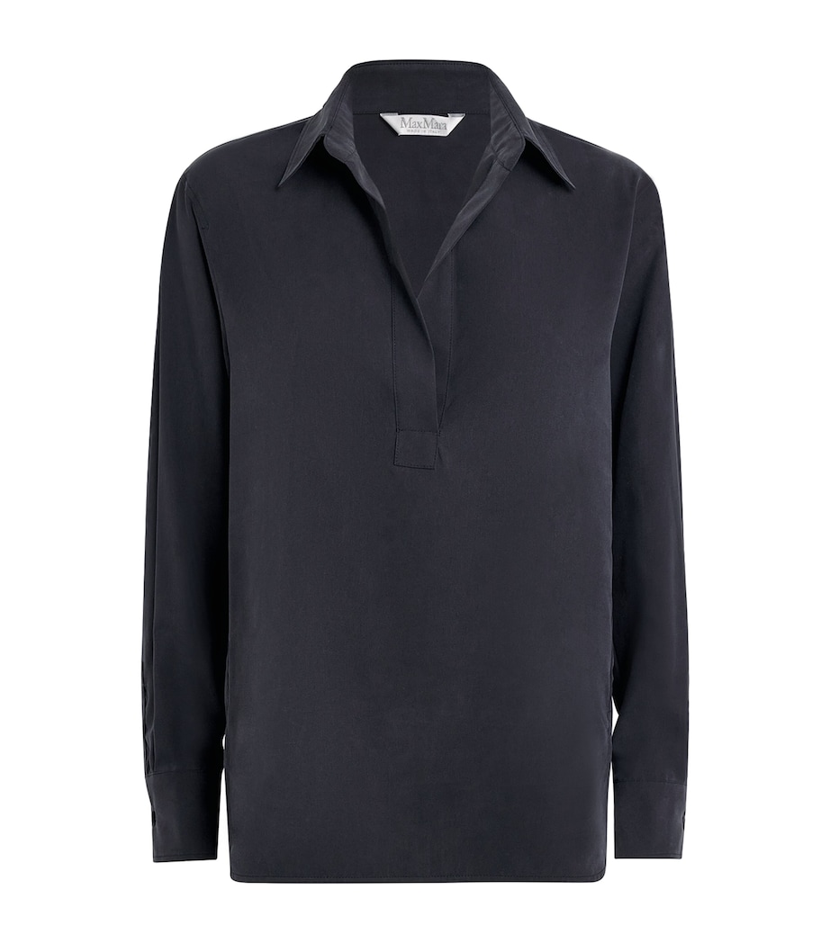 Silk V-Neck Collared Shirt ULTRAMARINE Image 1