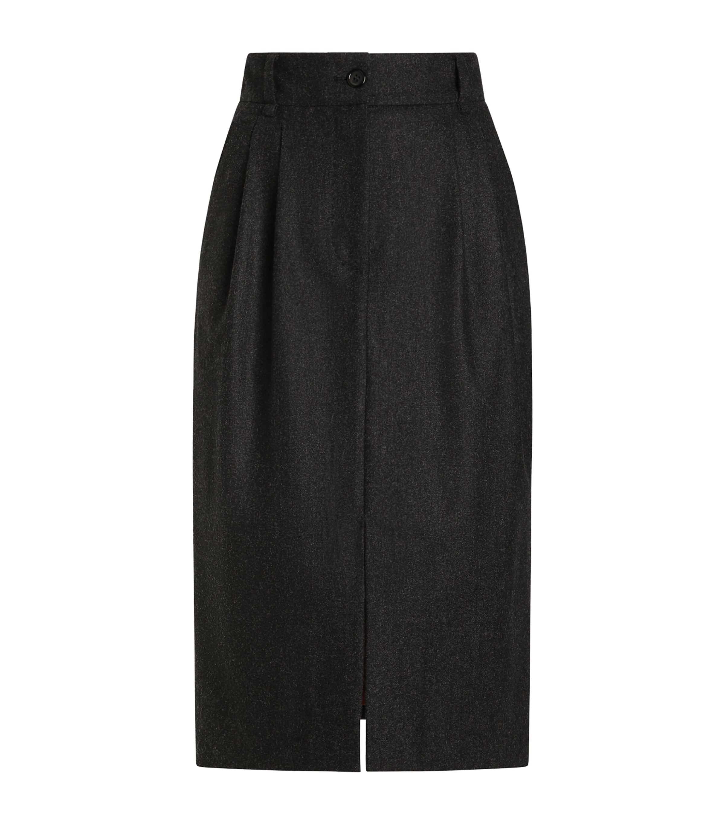 Dolce&Gabbana Womens Virgin Wool Pencil Skirt Melange Grey Image 1