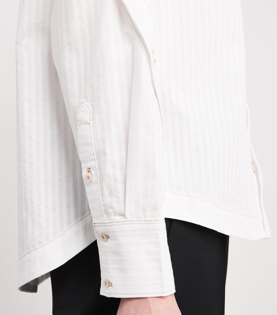 Cotton Stripe Logo Shirt ECRU Image 6