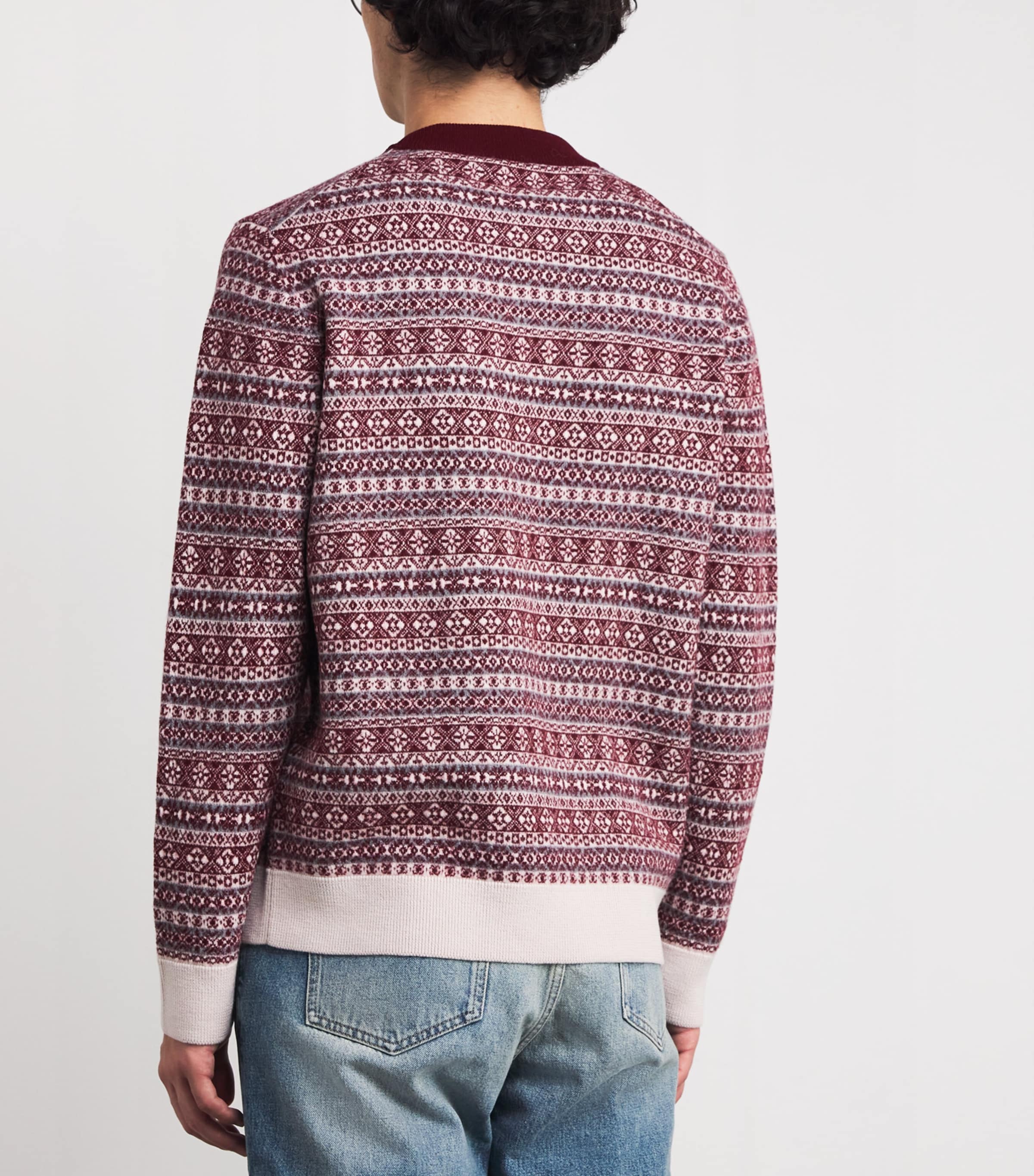 Wool Fair Isle Sweater BIANCO, SABBIA E GRI Image 4