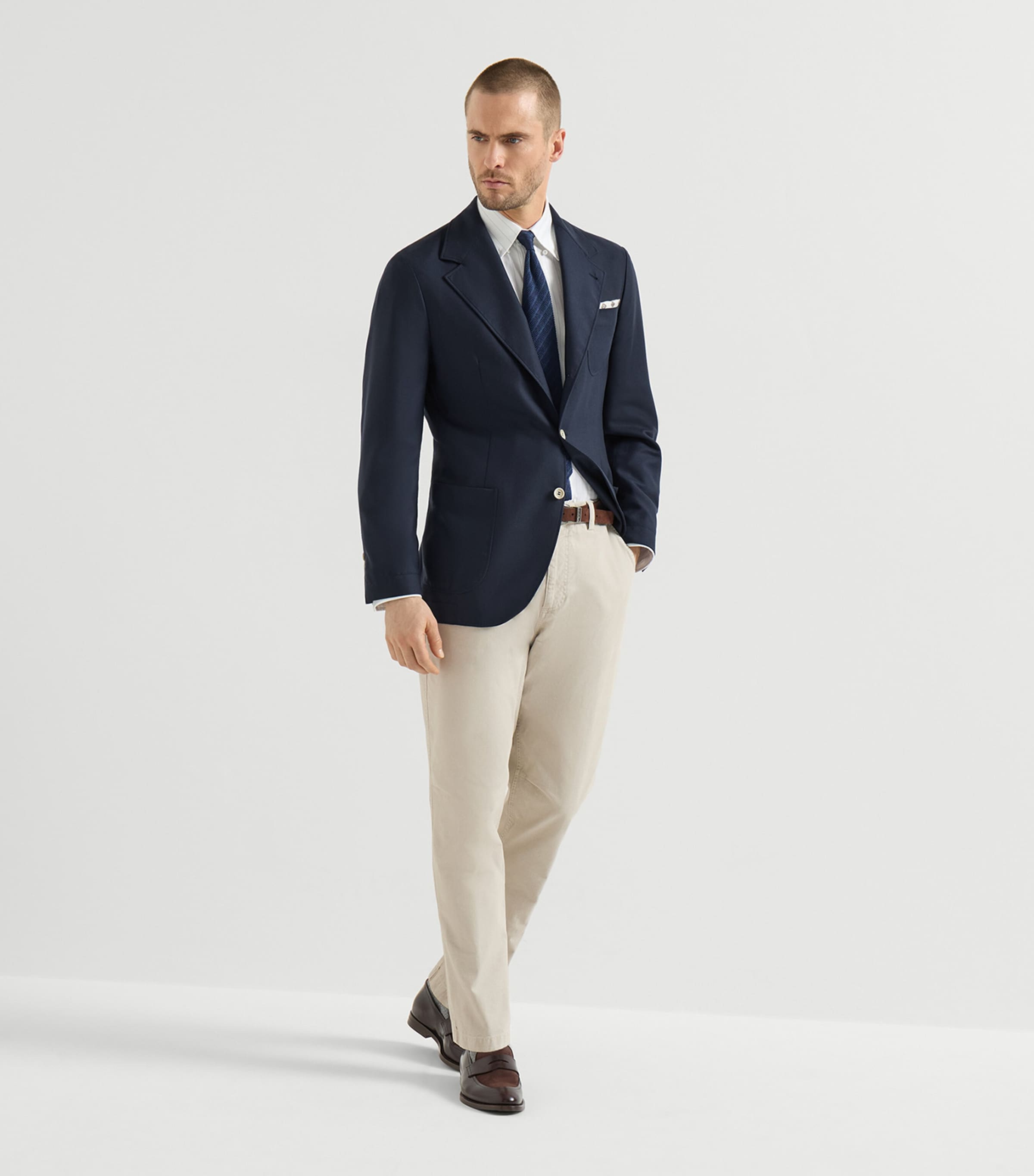 Brunello Cucinelli Mens Cotton Gabardine Straight Trousers Image 2