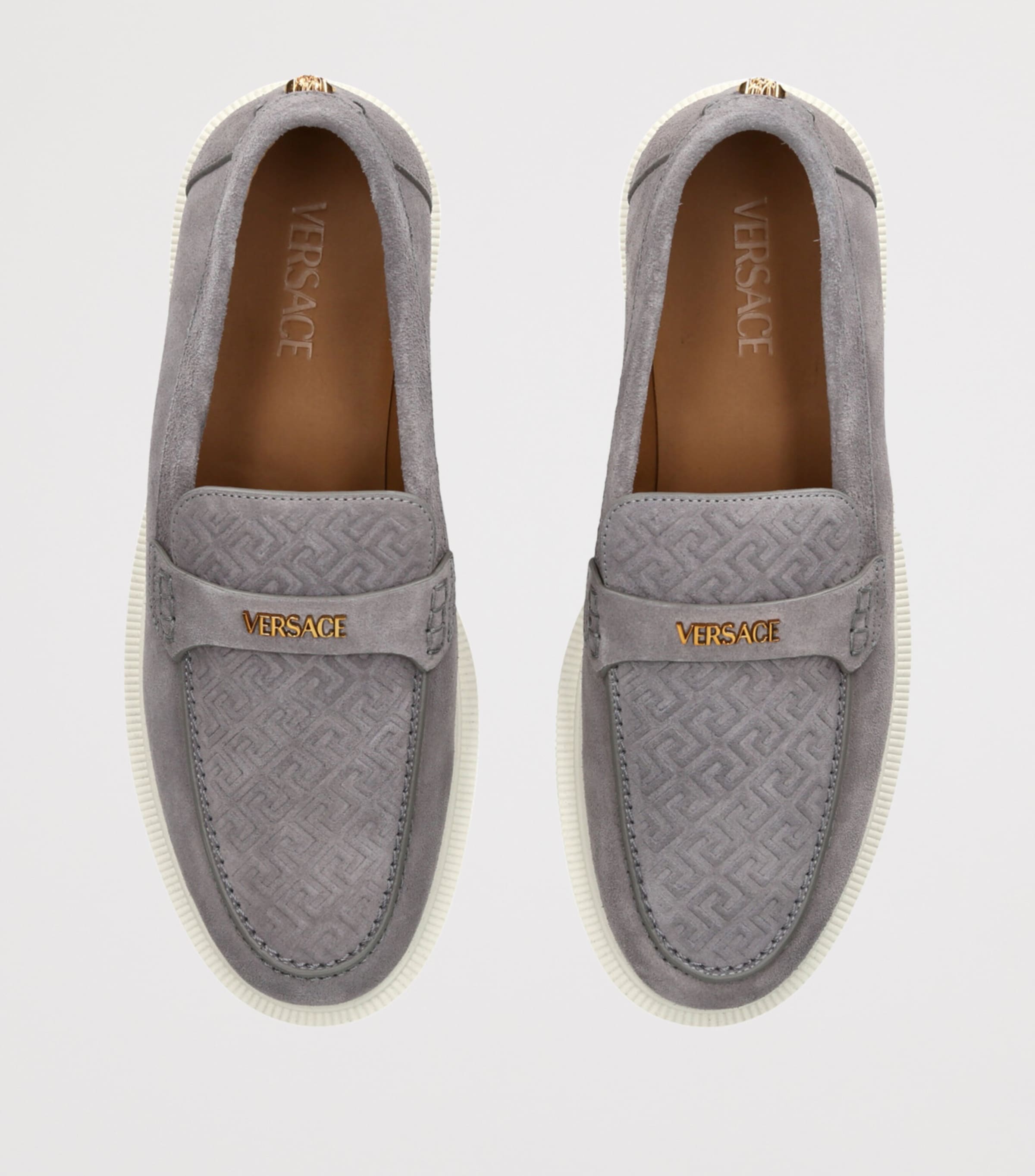 Suede Greco Monogram Loafers GREY Image 4