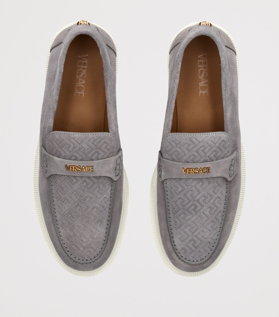 Suede Greco Monogram Loafers GREY Image 4