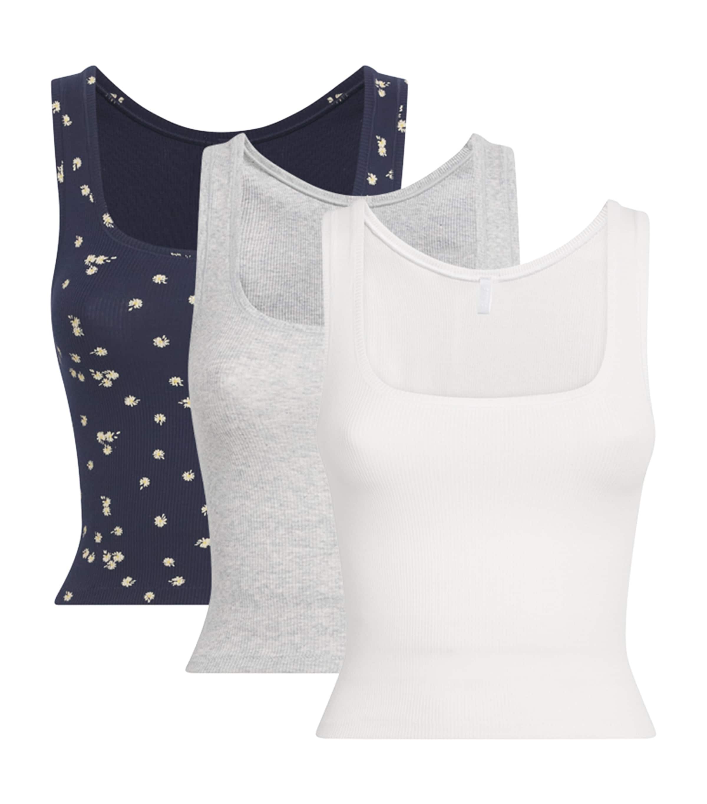 Skims Stretch-cotton Ribbed Tank Tops