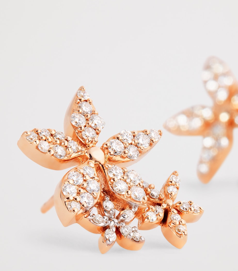 Rose Gold and Diamond Apple Seed Stud Earrings ROSE GOLD Image 5