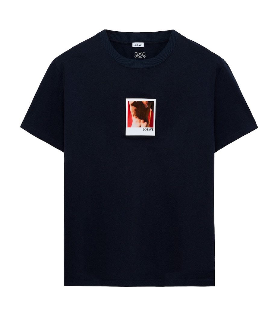 LOEWE Mens Cotton-Blend Printed T-Shirt Navy/white Image 1