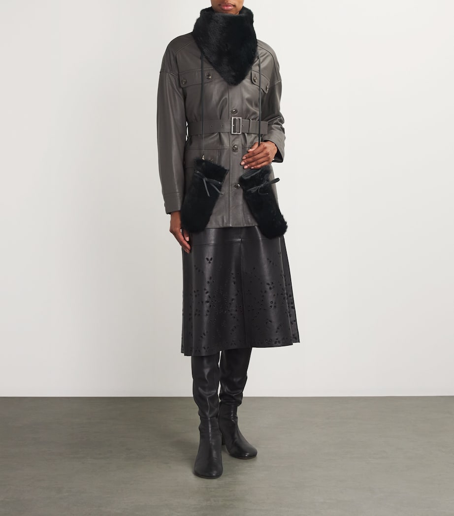 Mink Fur-Leather Mittens C99 Image 2