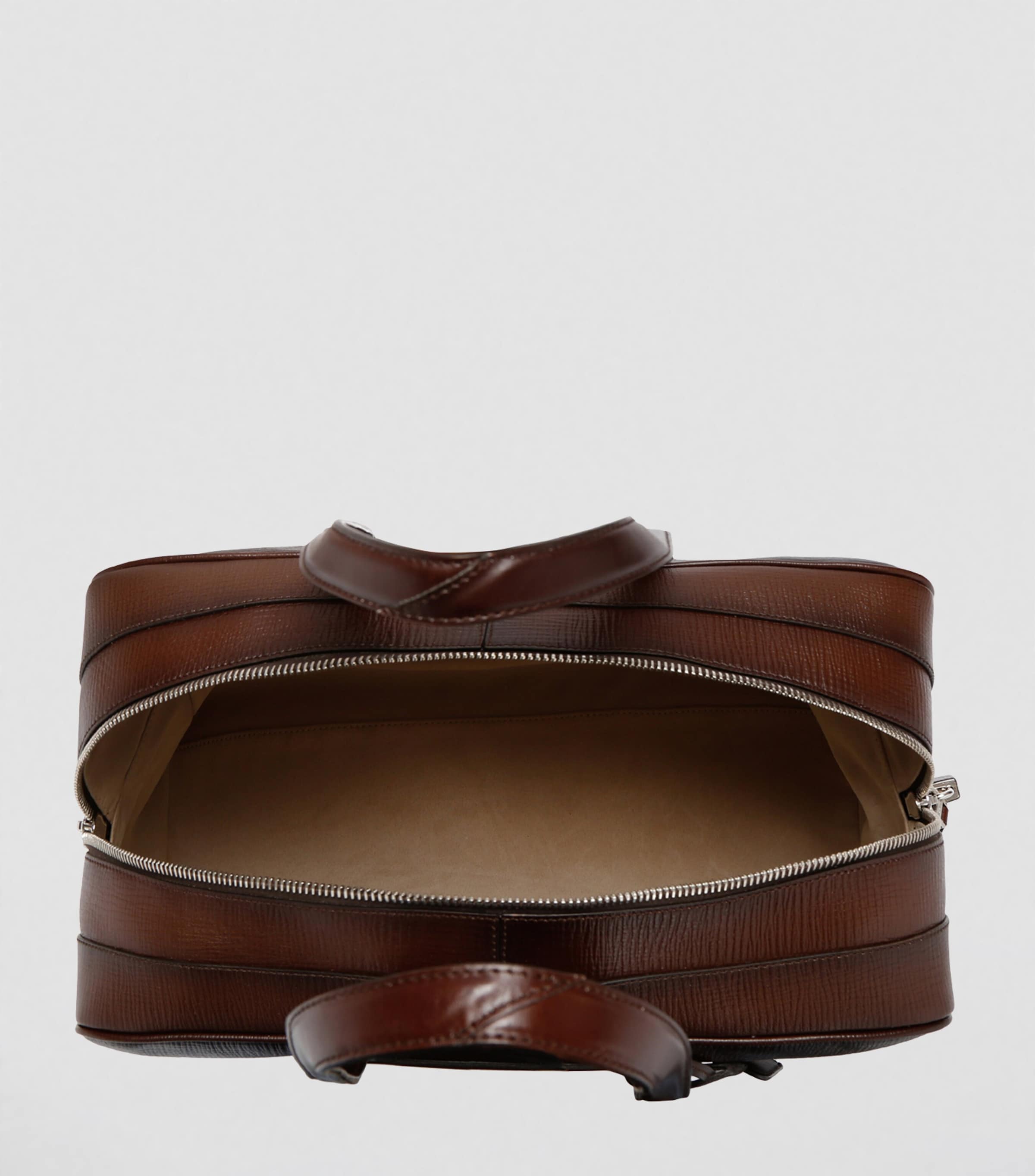 Santoni Leather Weekend Bag Dark Brown Image 3