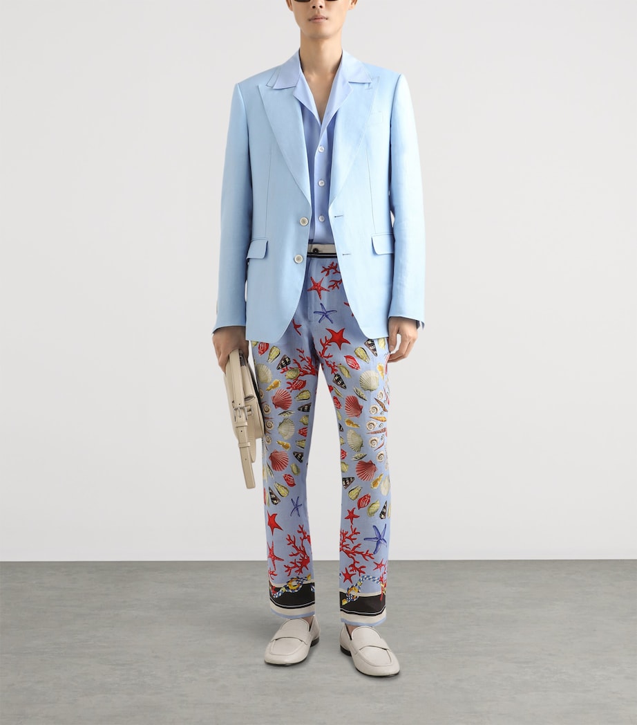 Linen Single-Breasted Blazer B1581-SKY BLUE Image 2