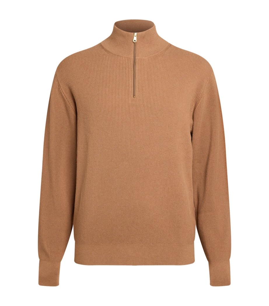 Cotton-Wool Quarter-Zip Sweater 18_LIGHT RUST Image 1