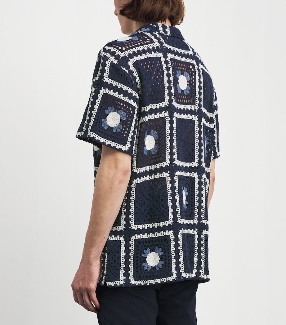 CHÉ Mens Crocheted Tejer Shirt Navy Image 5