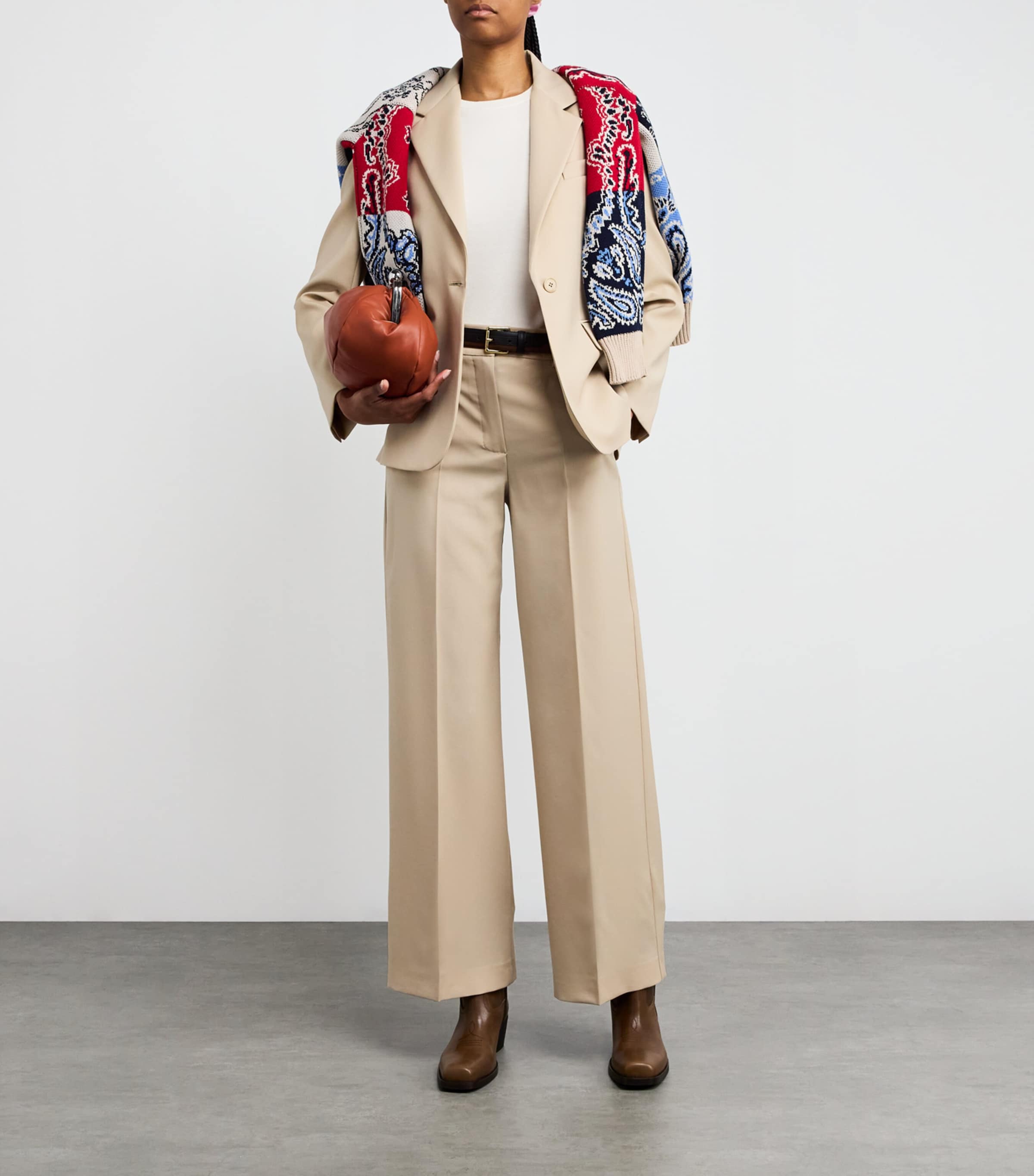 Silk-Cotton Ribbed-Trim T-Shirt WHITE Image 2