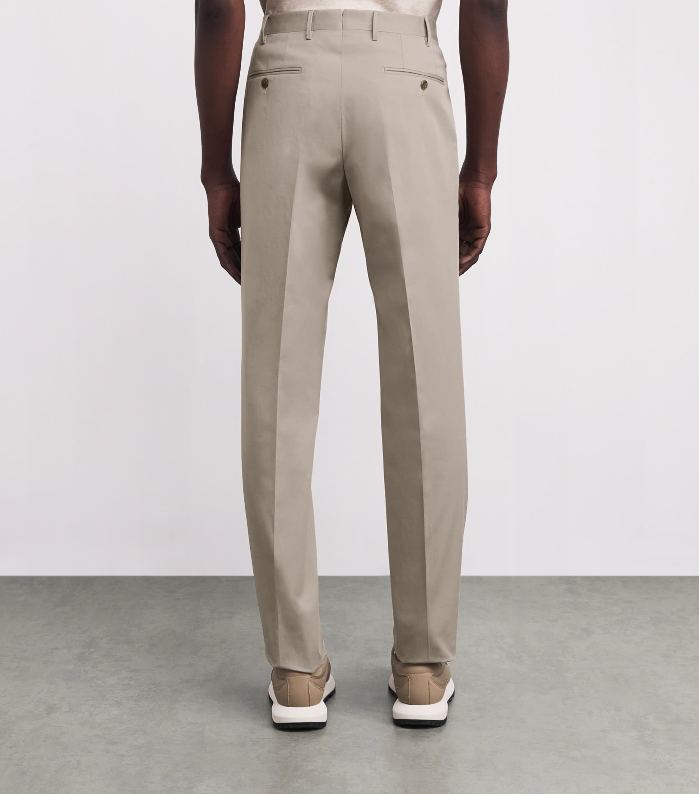Stretch-Cotton Tailored Trousers 029 NATURAL / BEIGE Image 4
