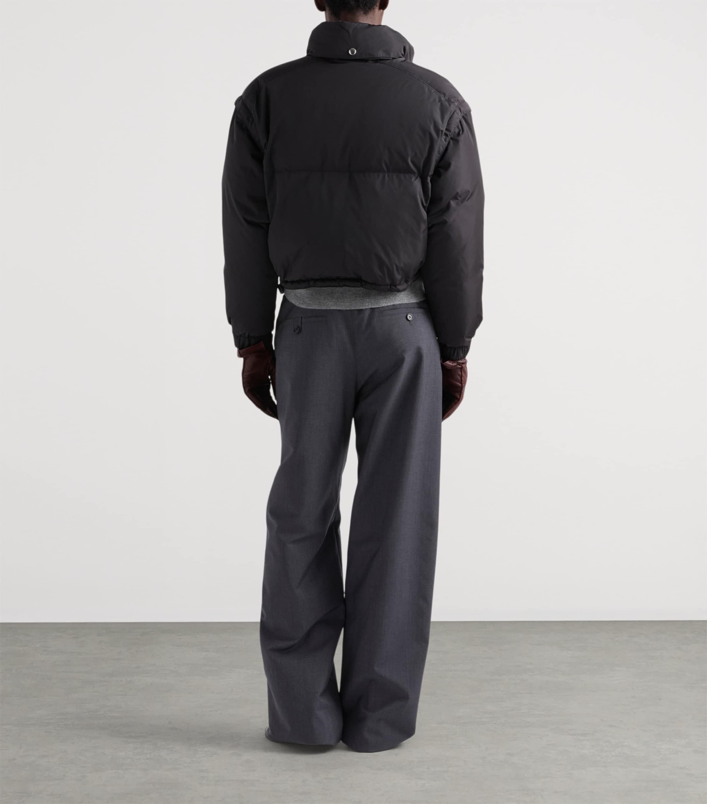 Prada Womens Re-Nylon Cropped Down Jacket Black Image 5