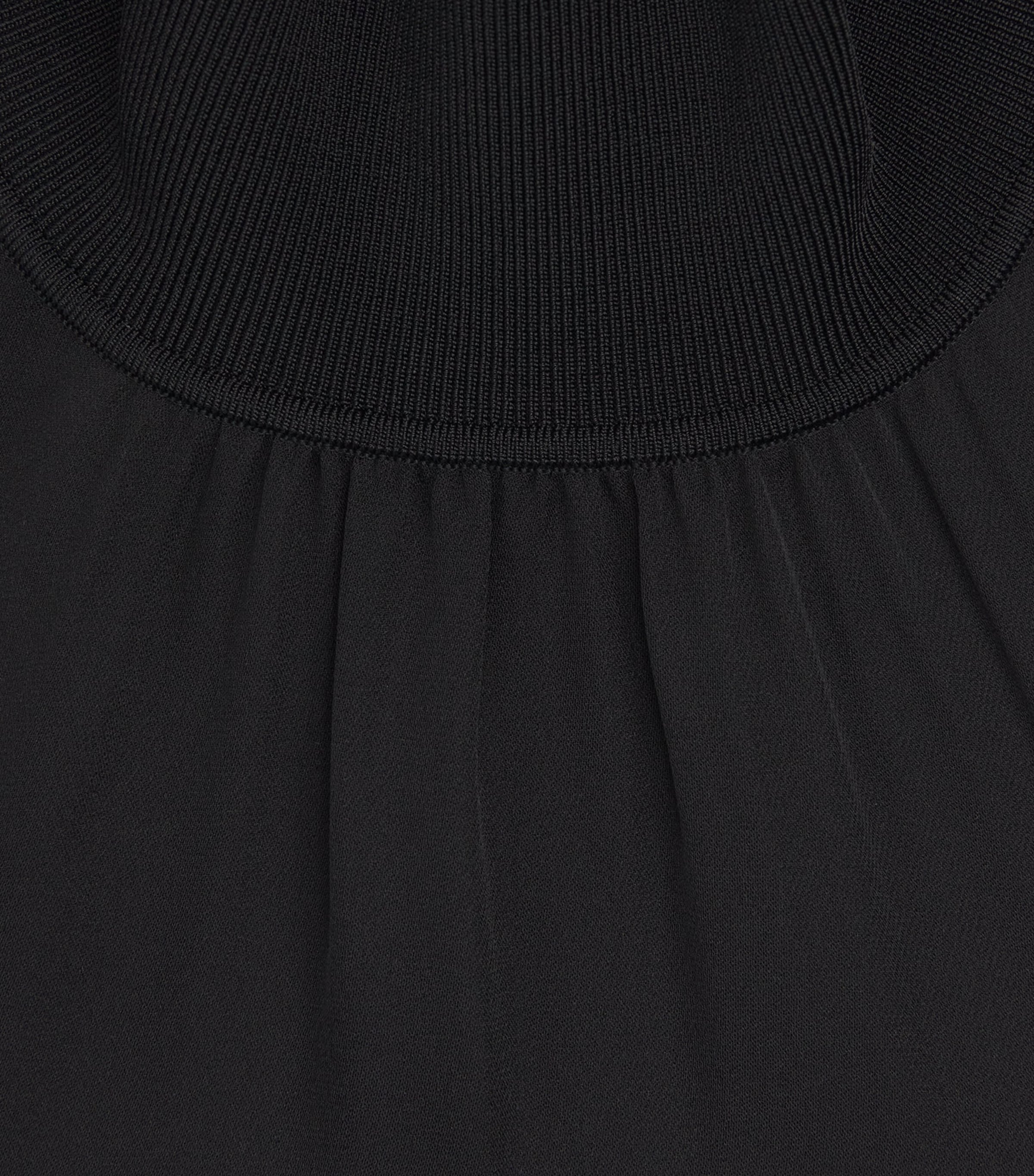 Silk Sheer-Sleeve Blouse BLACK Image 5