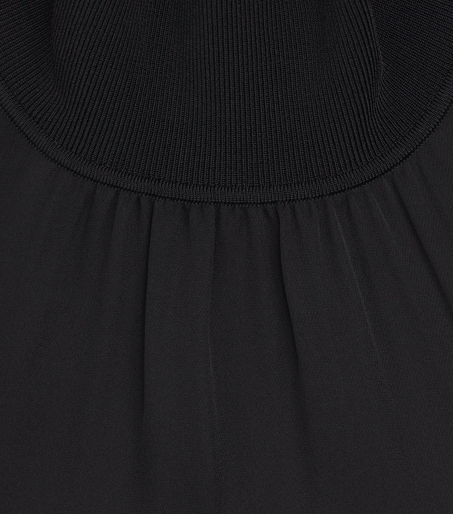 Silk Sheer-Sleeve Blouse BLACK Image 5