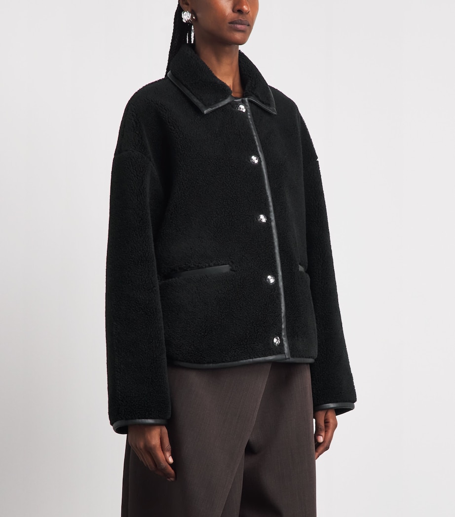 ANINE BING Womens Fleece Camden Jacket Black Image 4