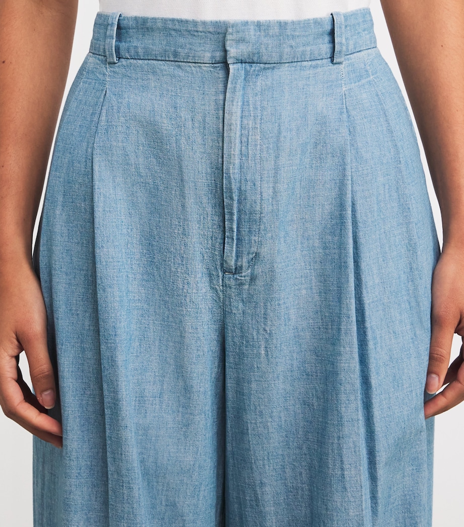 Cotton Wide-Leg Trousers CHMBRY BLU Image 6