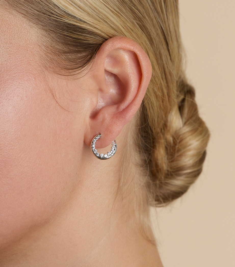 Rhodium-Plated Silver and Crystal Orbit Hoop Earrings SILVER Image 2