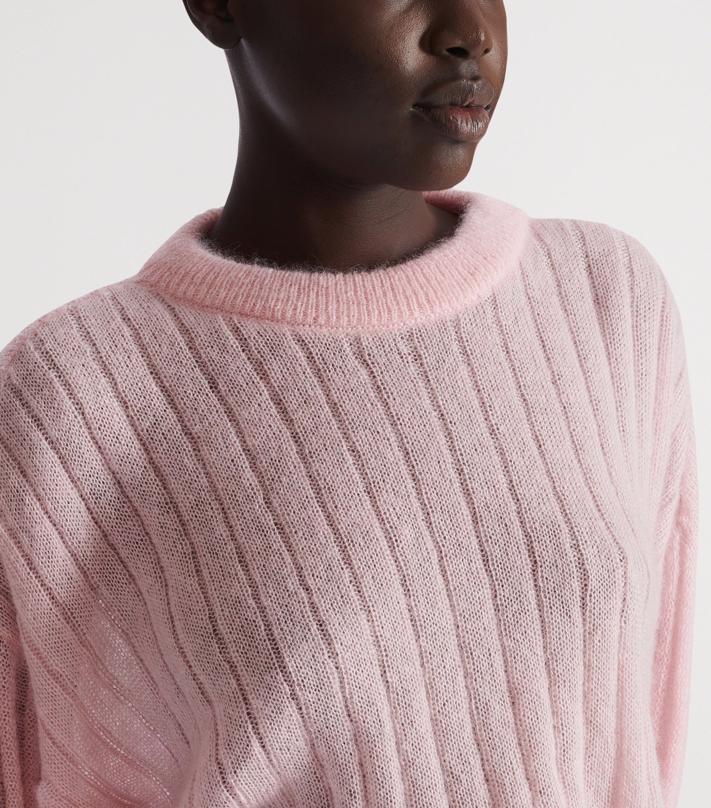 Mohair-Silk Cropped Sweater 4HR ROSE PALE Image 6