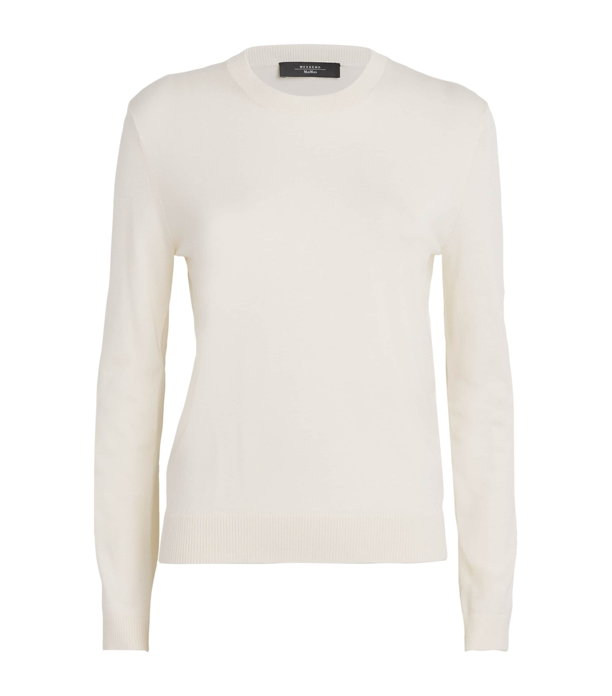 Weekend Max Mara Crew-neck Long-sleeve Sweater In White