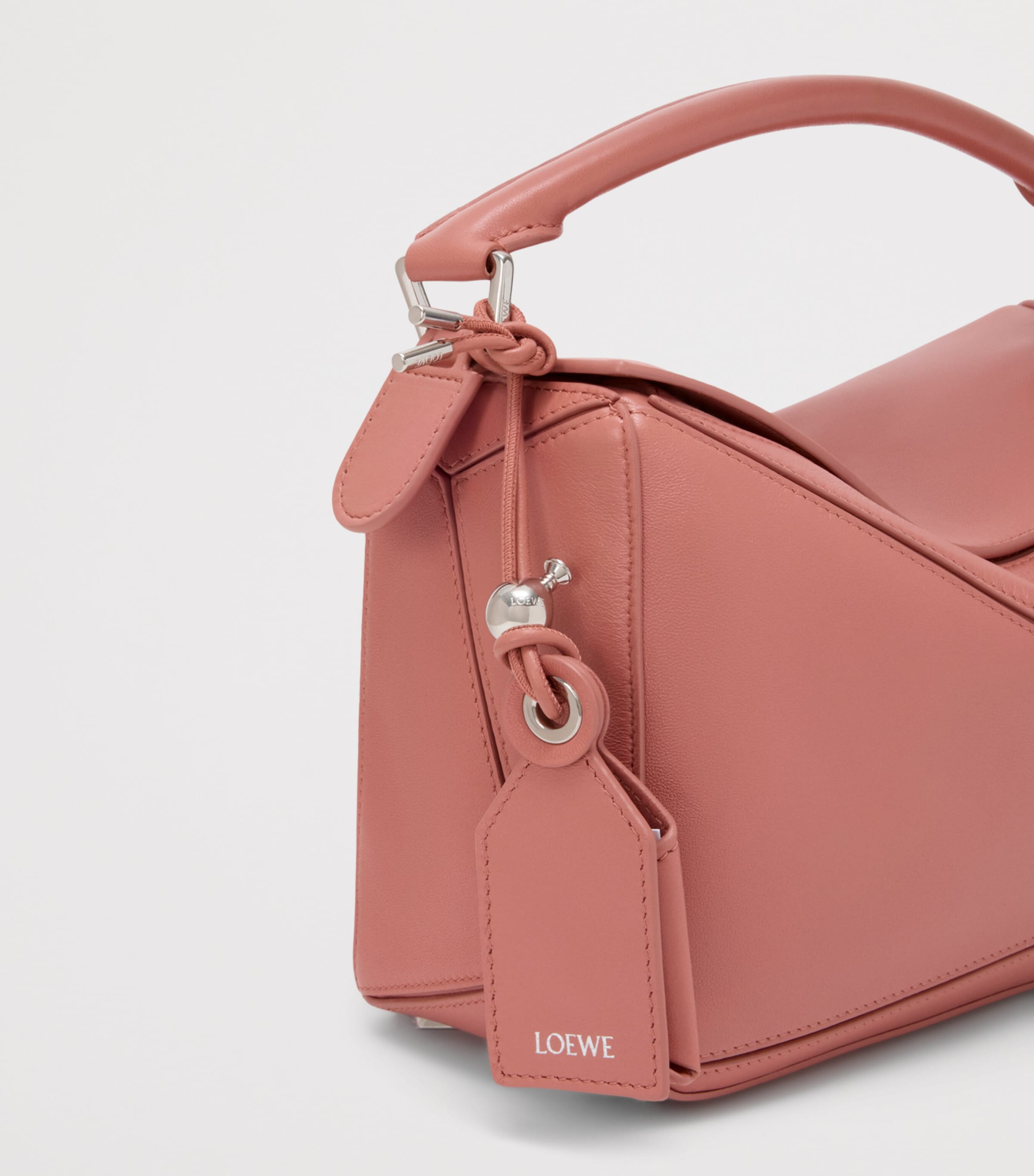 LOEWE Small Leather Featherlight Puzzle Top-Handle Bag Blush Image 9