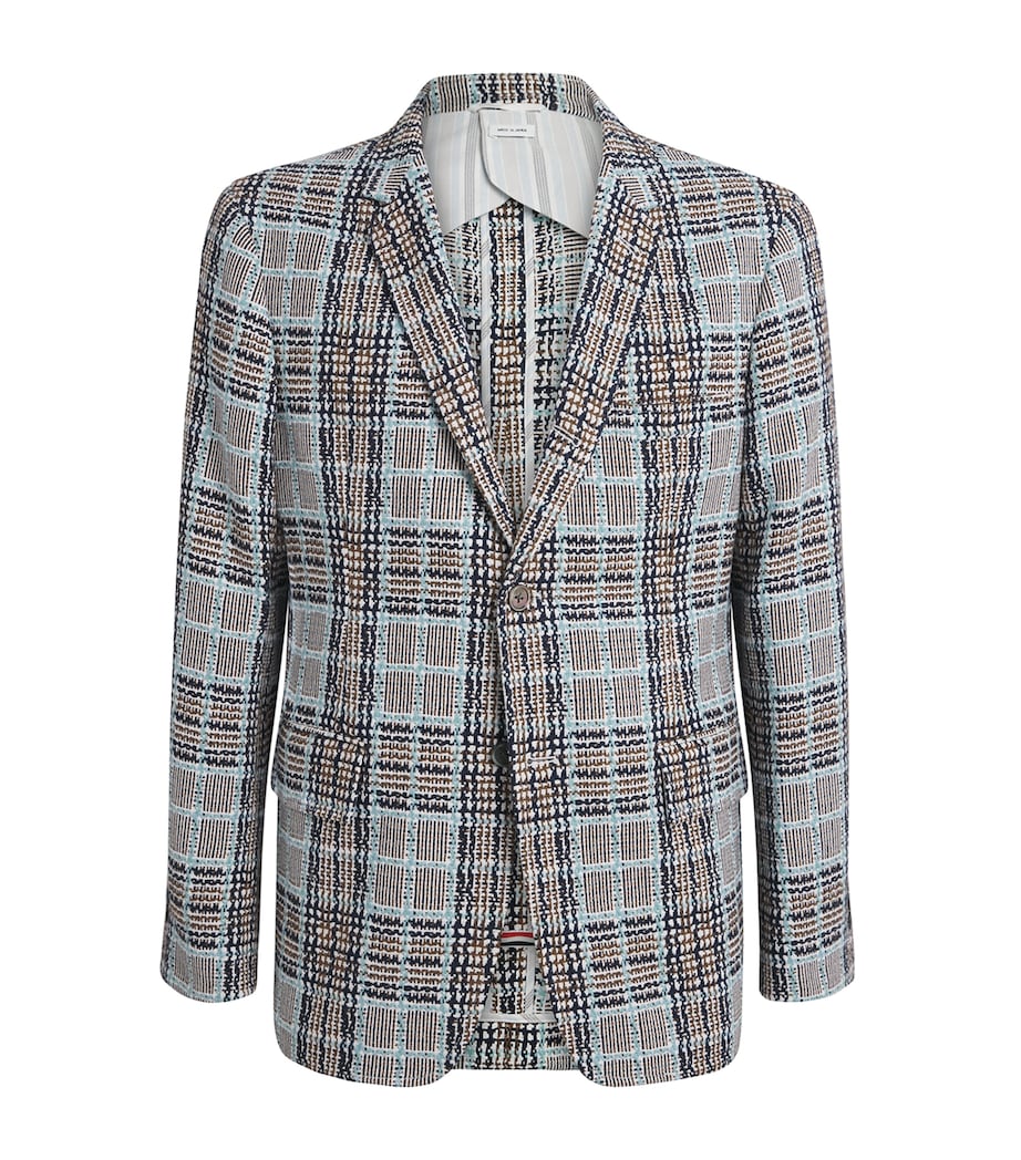 Cotton Tweed Check Blazer LIGHT BLUE Image 1