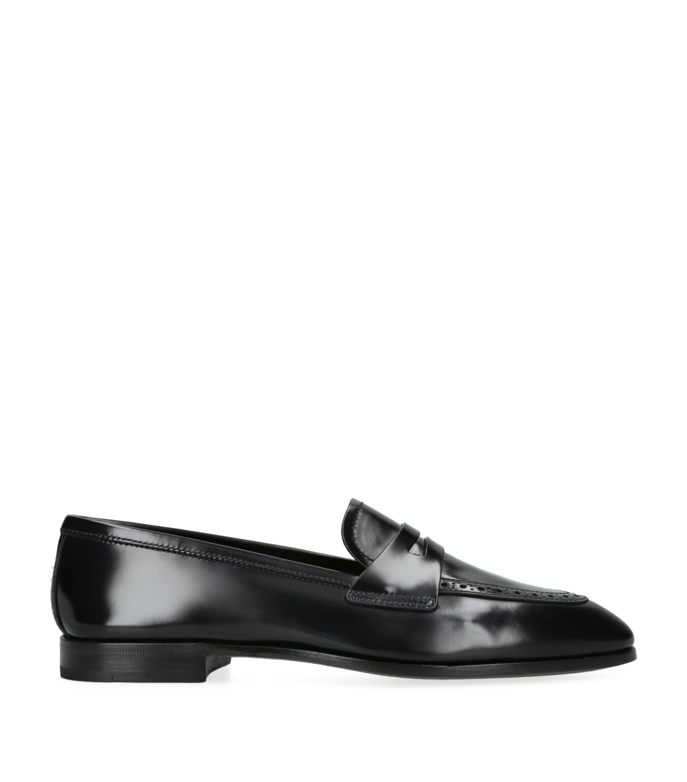 Polished Fumé Leather Onyx Loafers BLACK Image 1