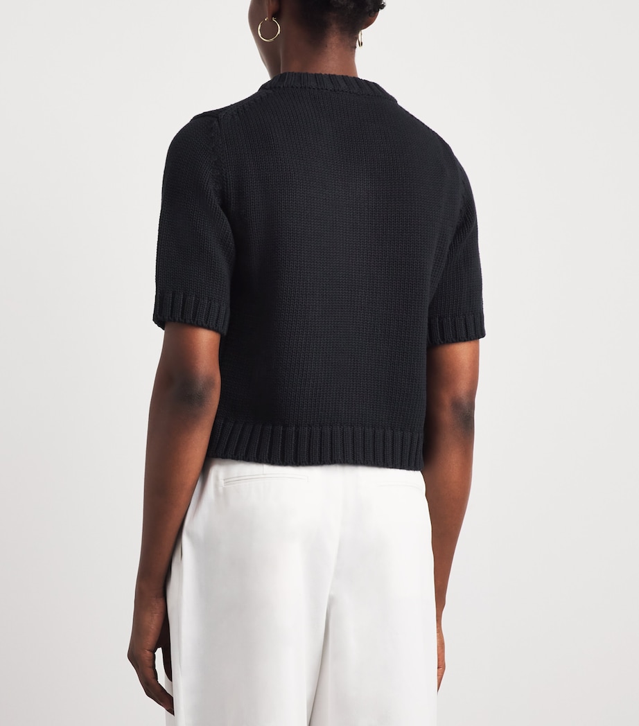 ME+EM Womens Cropped Short-Sleeve Cardigan Black Image 5