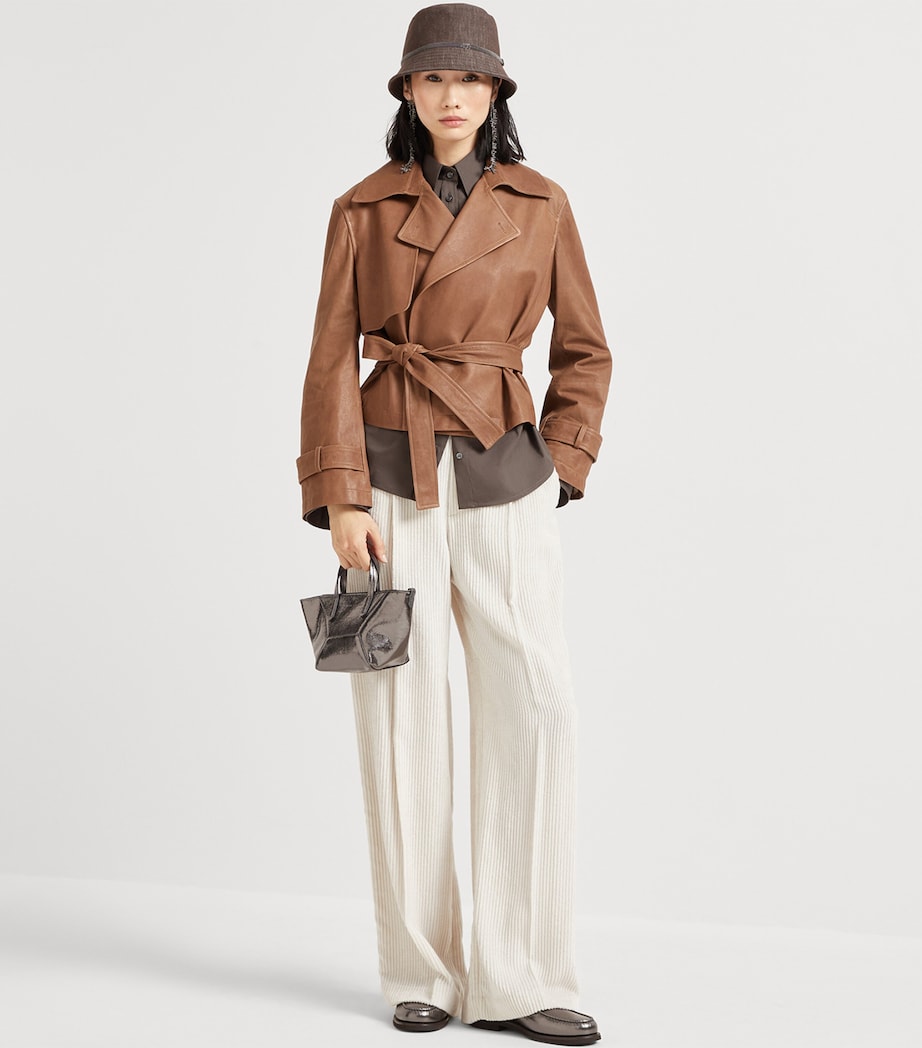 Vintage Nappa Leather Cropped Trench Coat C9900 Image 4
