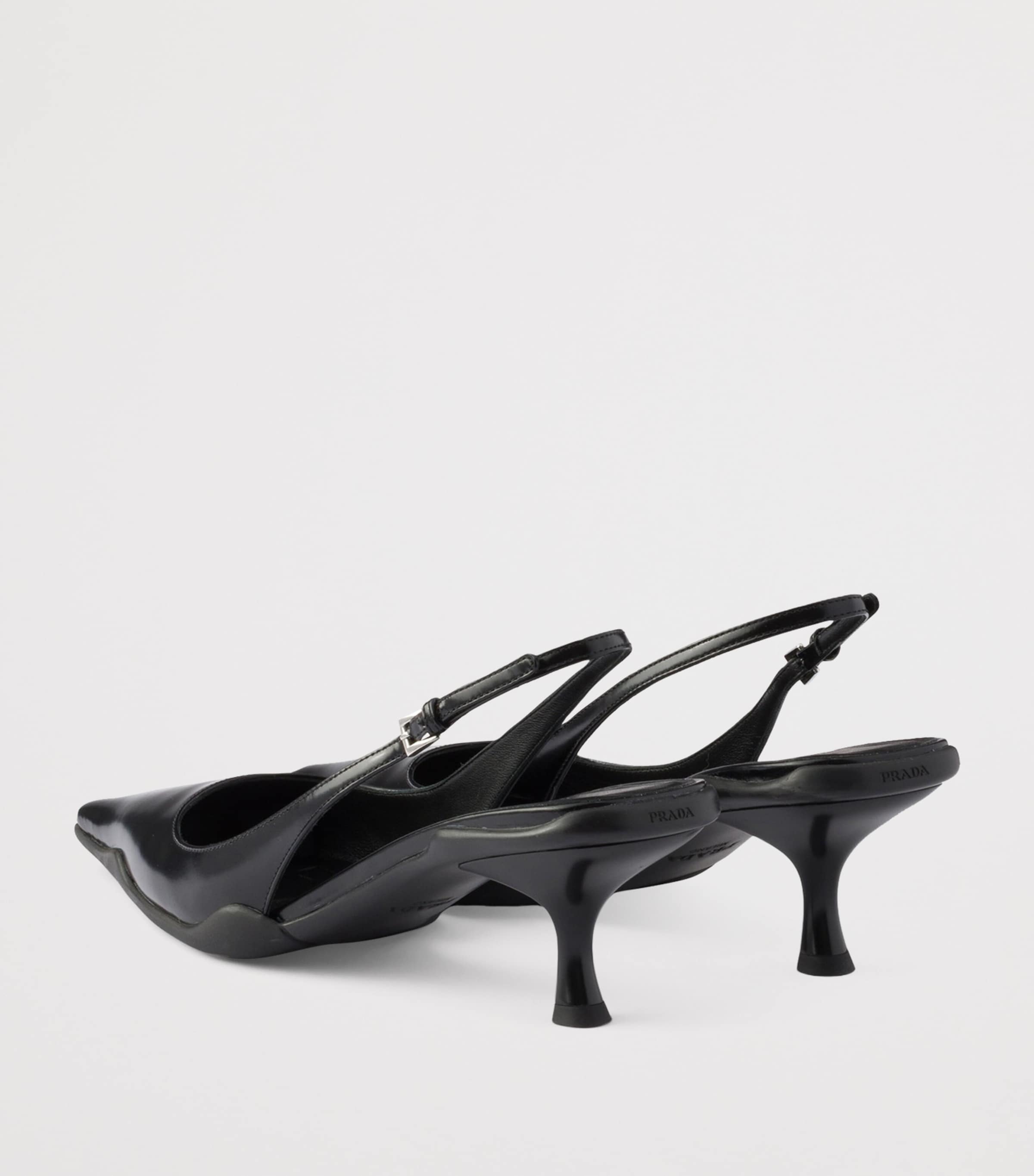 Prada Brushed Leather Slingback Pumps 55 Black Image 4