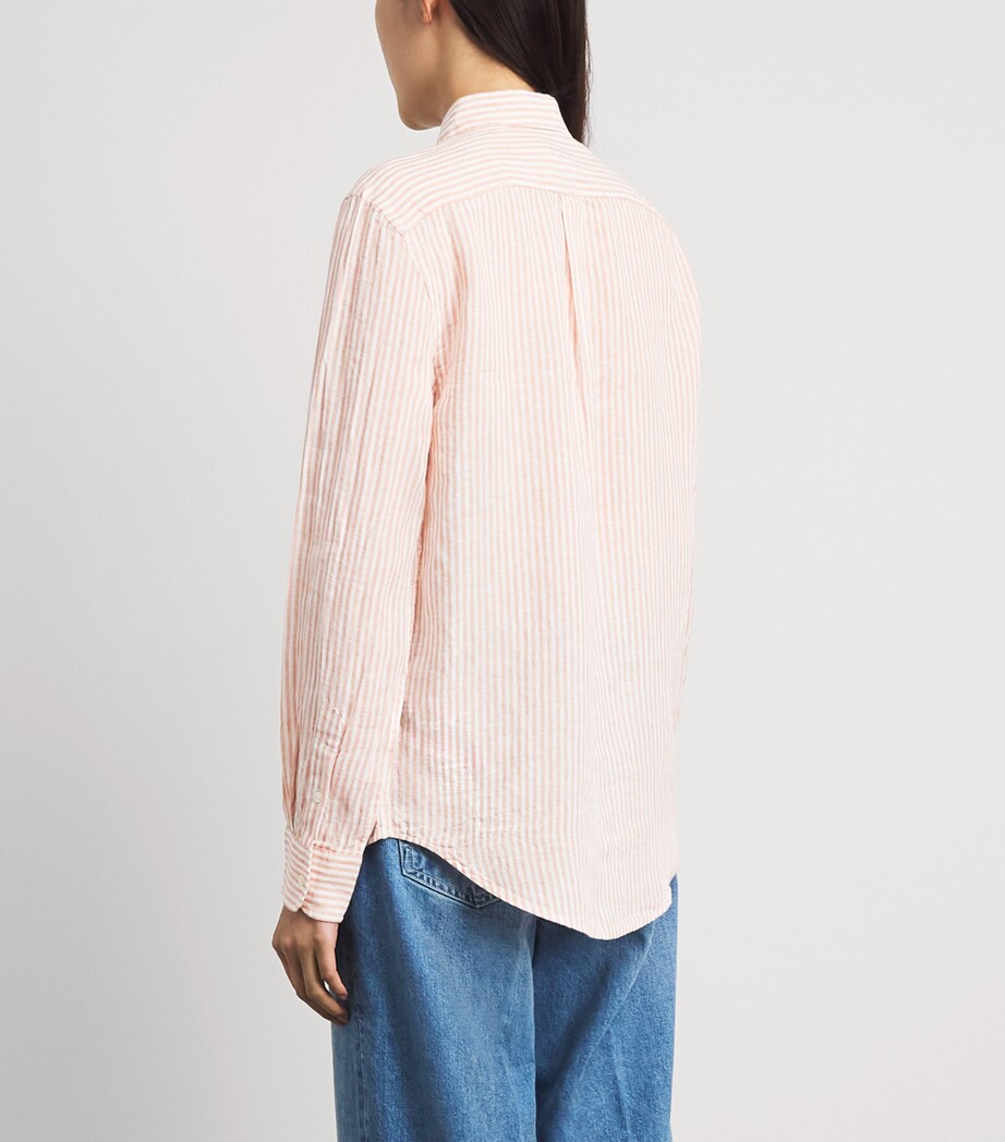Polo Ralph Lauren Womens Linen Striped Classic Shirt Dr Mve Wht Image 5