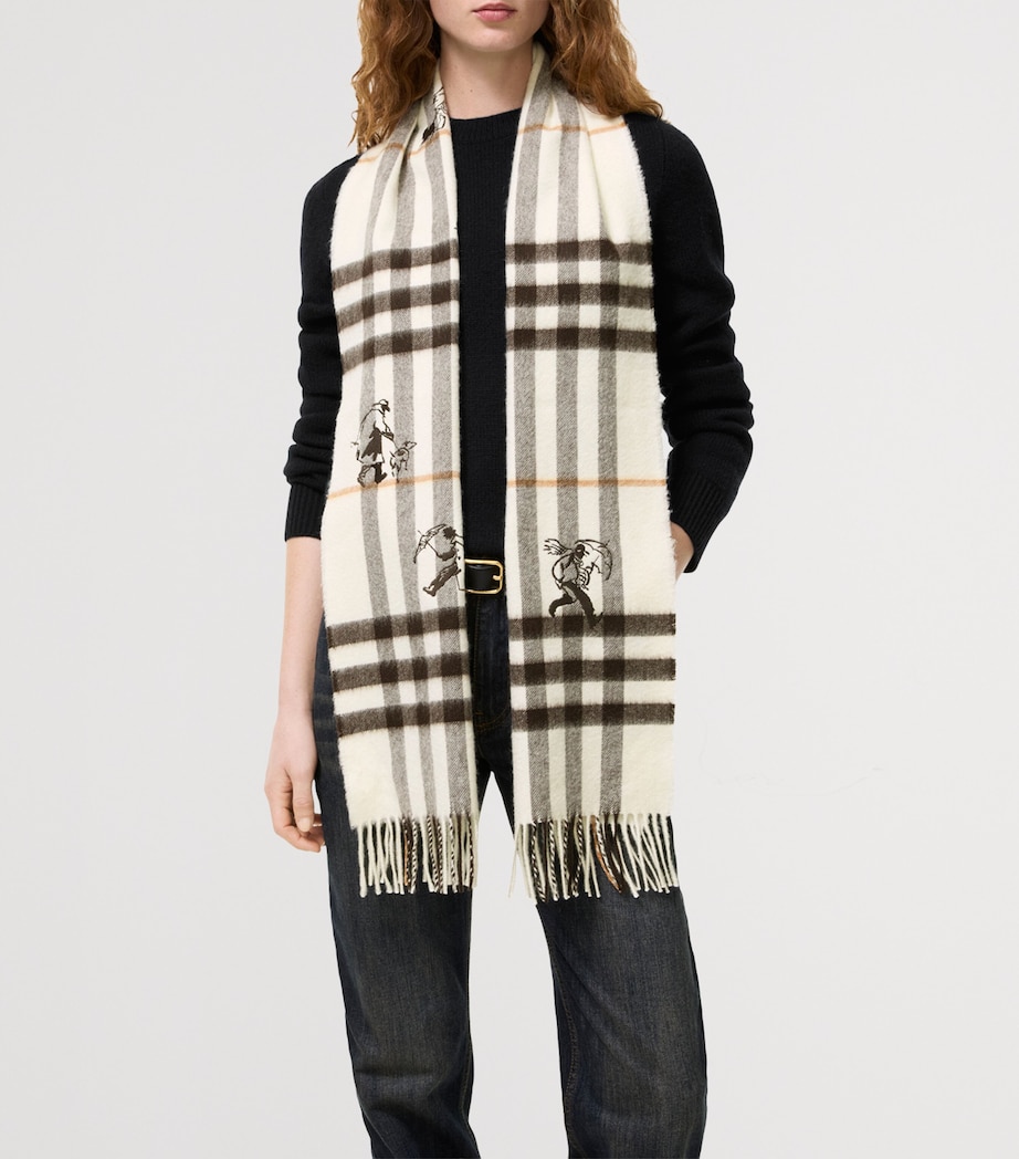 Burberry Cashmere Check Mates Scarf Pebble White Image 3