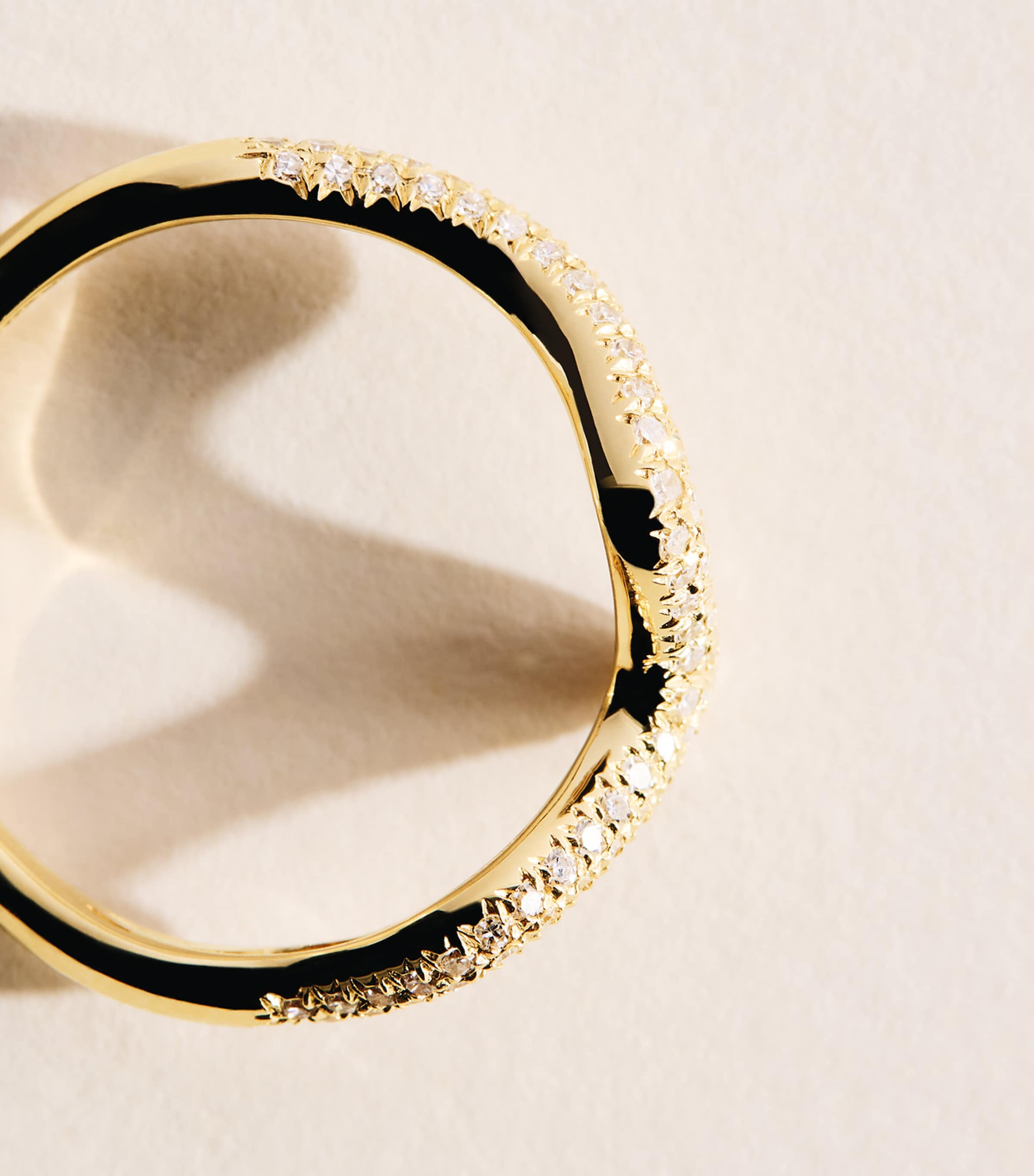 SHAY Yellow Gold and Diamond Wave Ring Yellow Gold Image 3