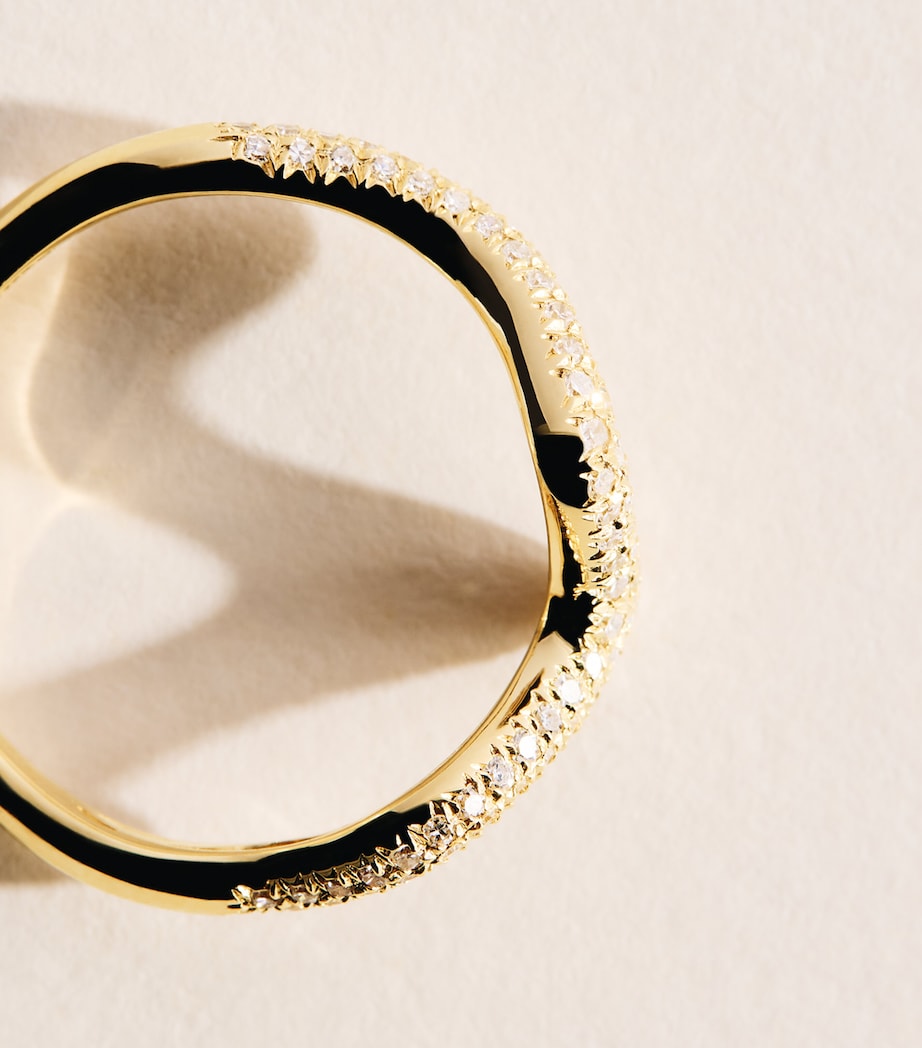 SHAY Yellow Gold and Diamond Wave Ring Yellow Gold Image 3