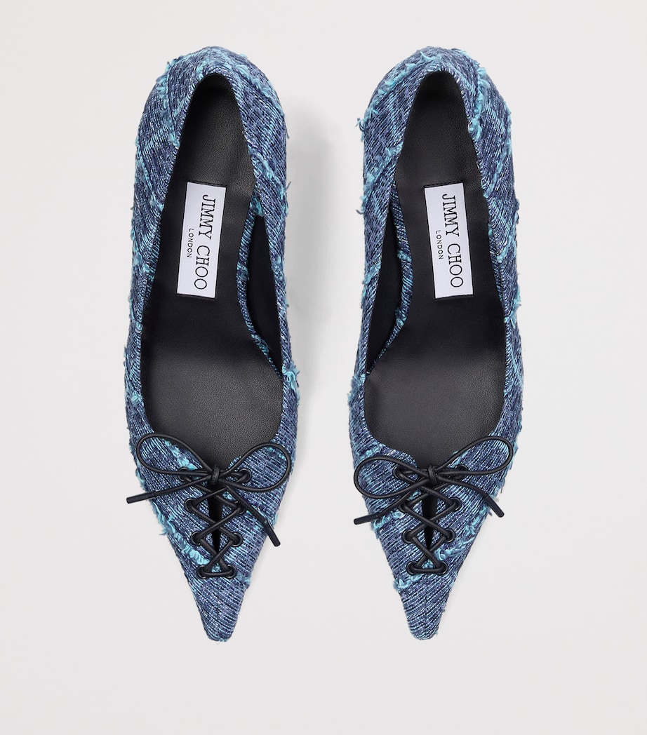 Jimmy Choo Womens Scarlett 50 Denim Tweed Pumps Denim Image 5