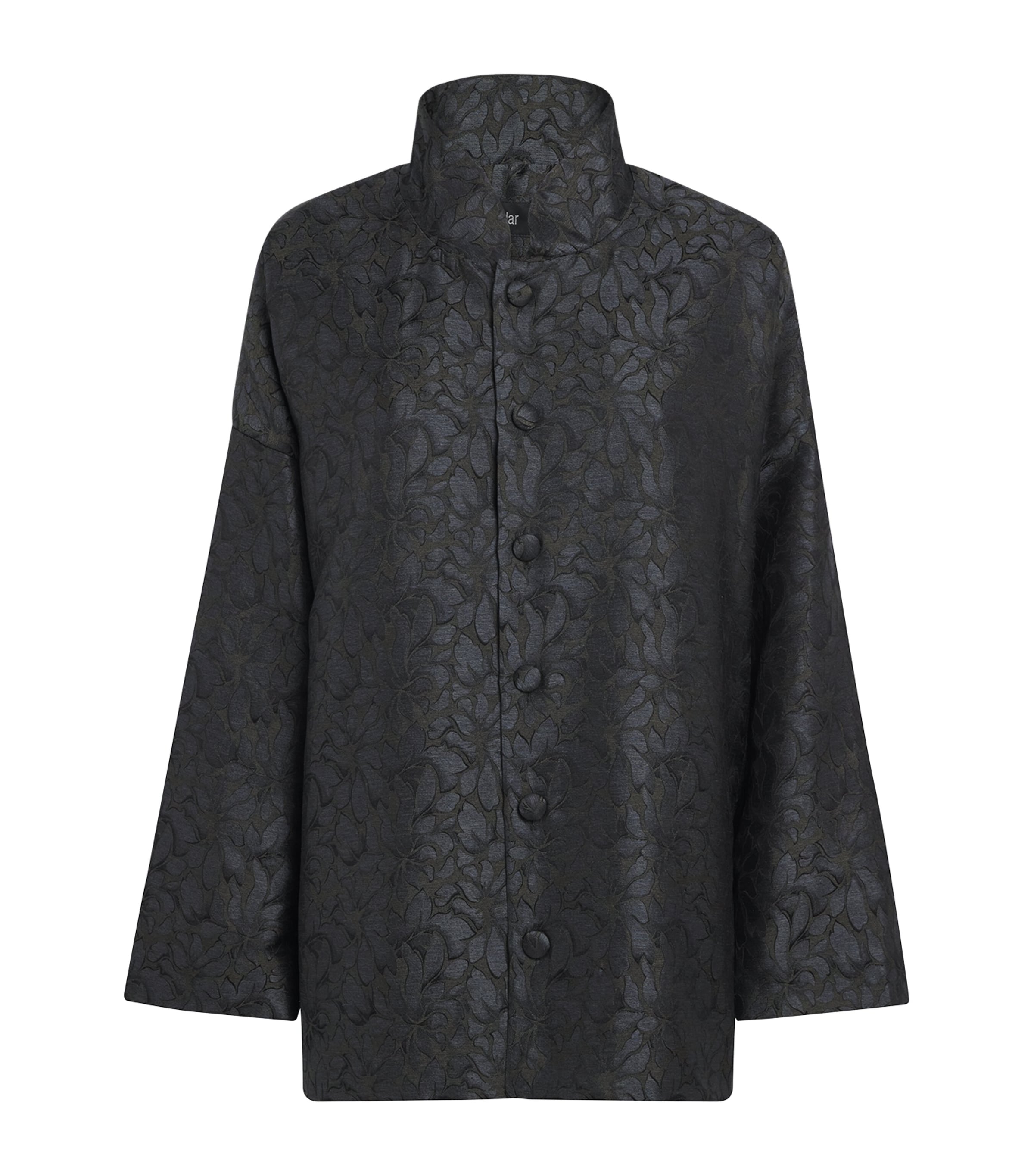 Eskandar Silk Jacquard A-line Jacket In Black