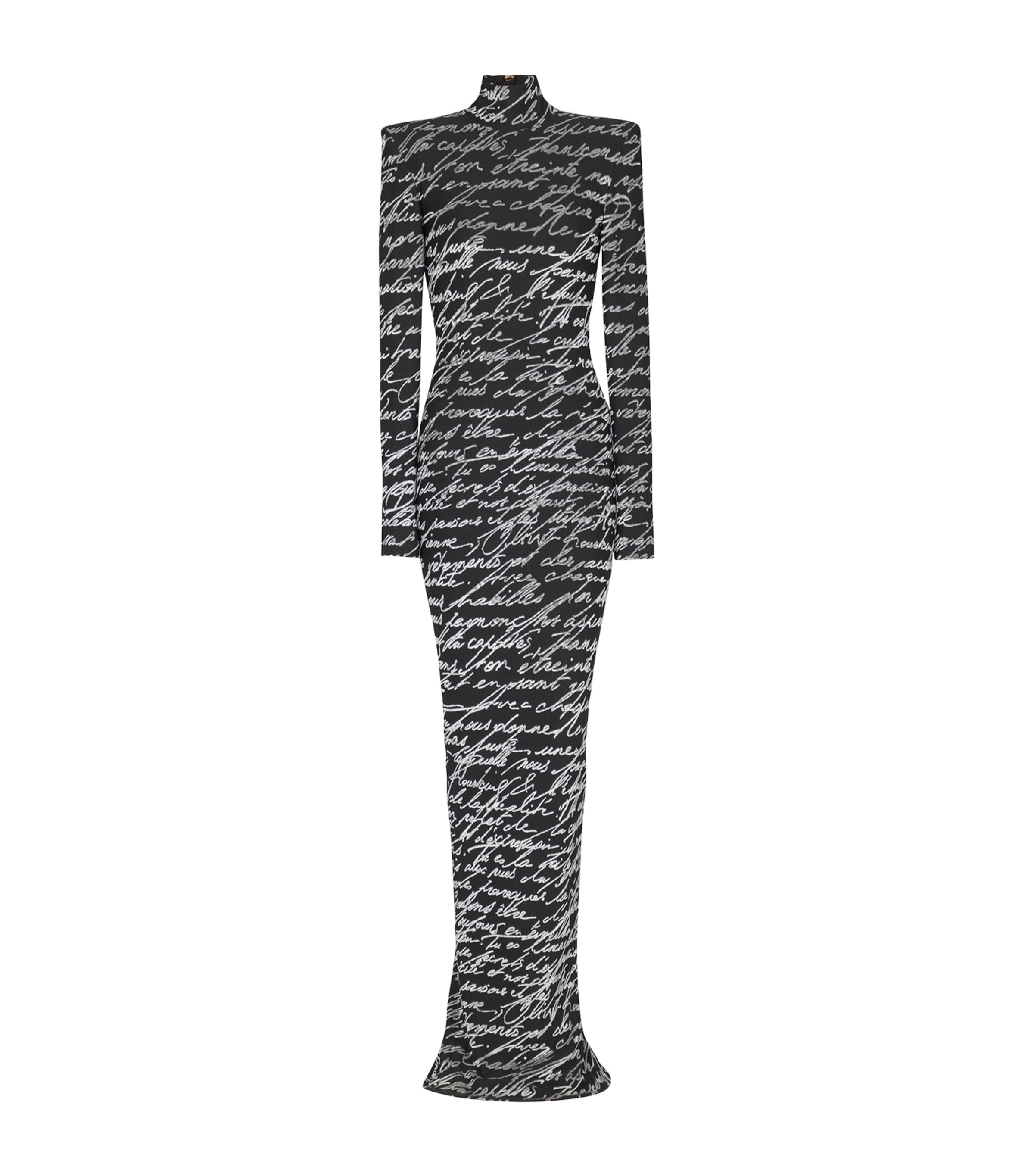 BALMAIN JACQUARD LOVE LETTER MAXI DRESS