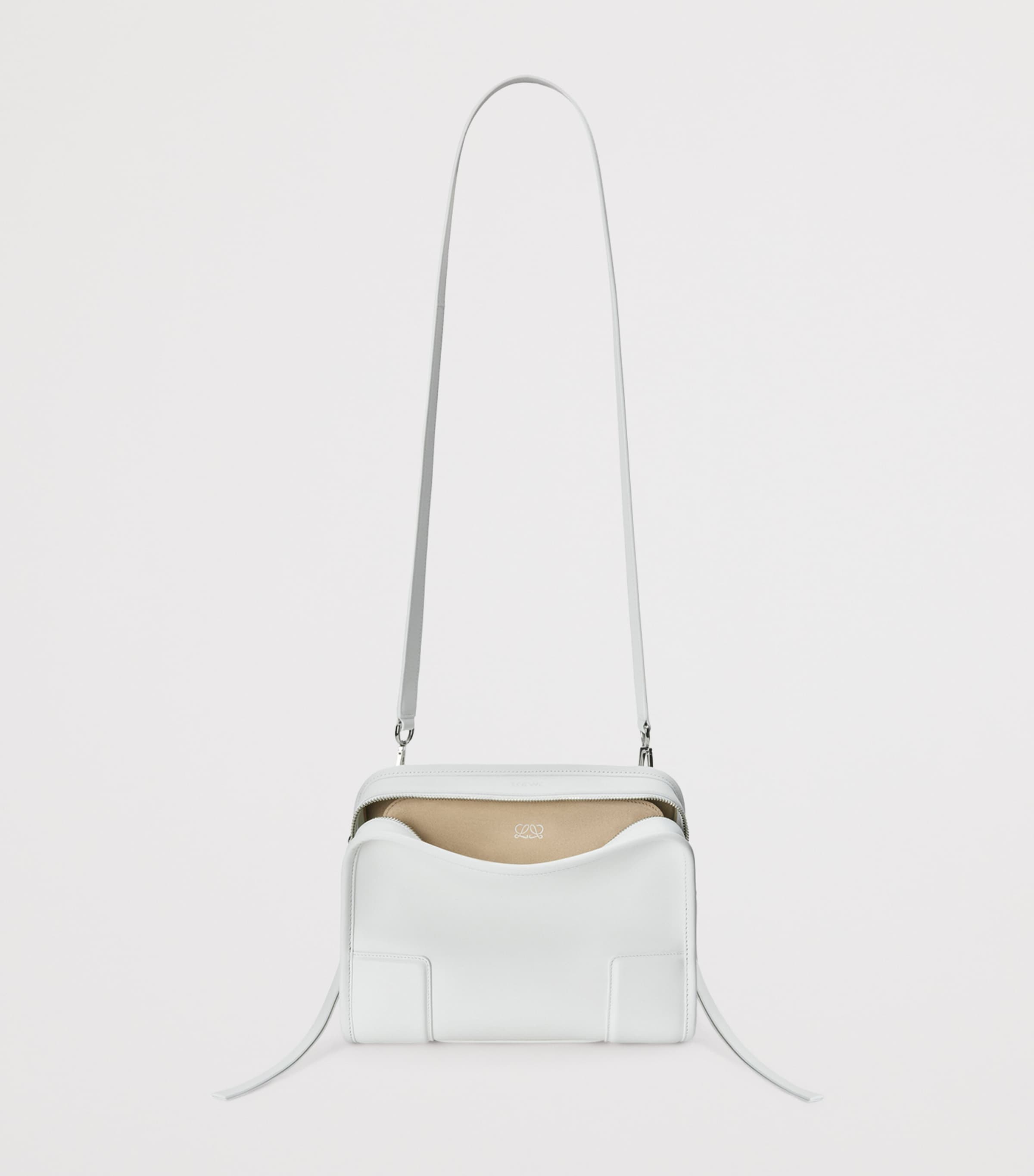 LOEWE Small Leather Amazona 180 Top-Handle Bag White Image 11