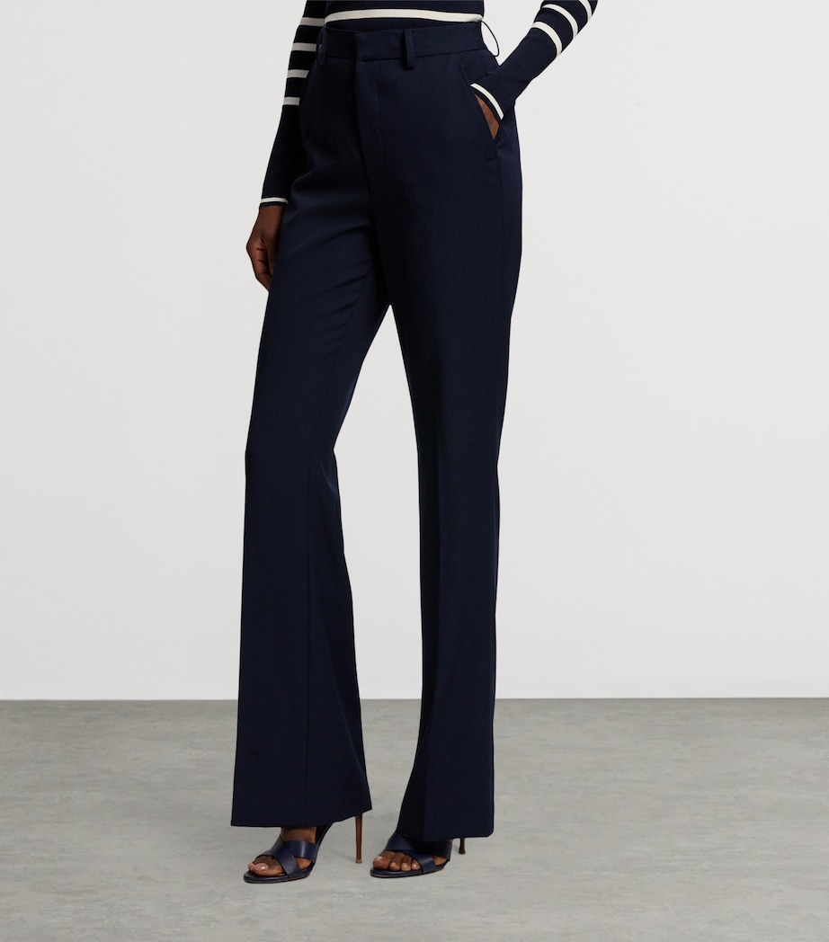 Ralph Lauren Womens Wool Grain de Poudre Wrigley Trousers Navy Image 7