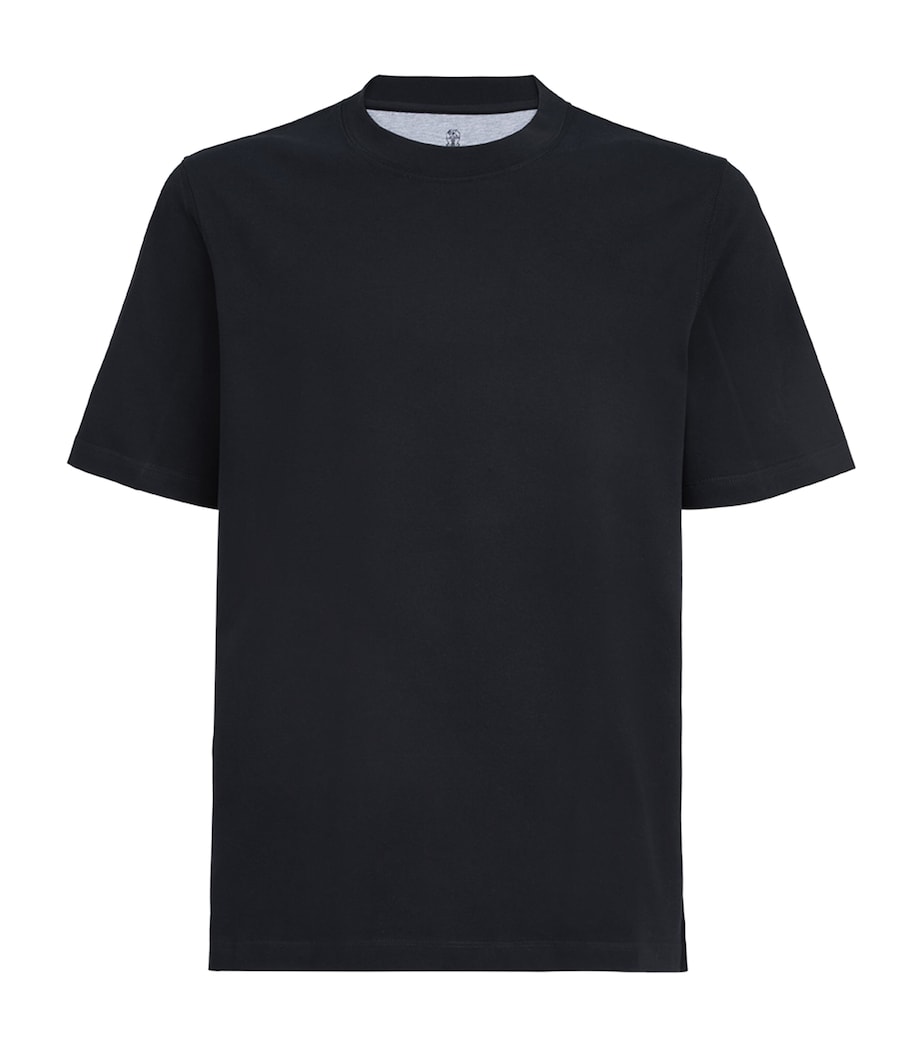 Brunello Cucinelli Mens Cotton Crew-Neck T-Shirt Blue Image 1