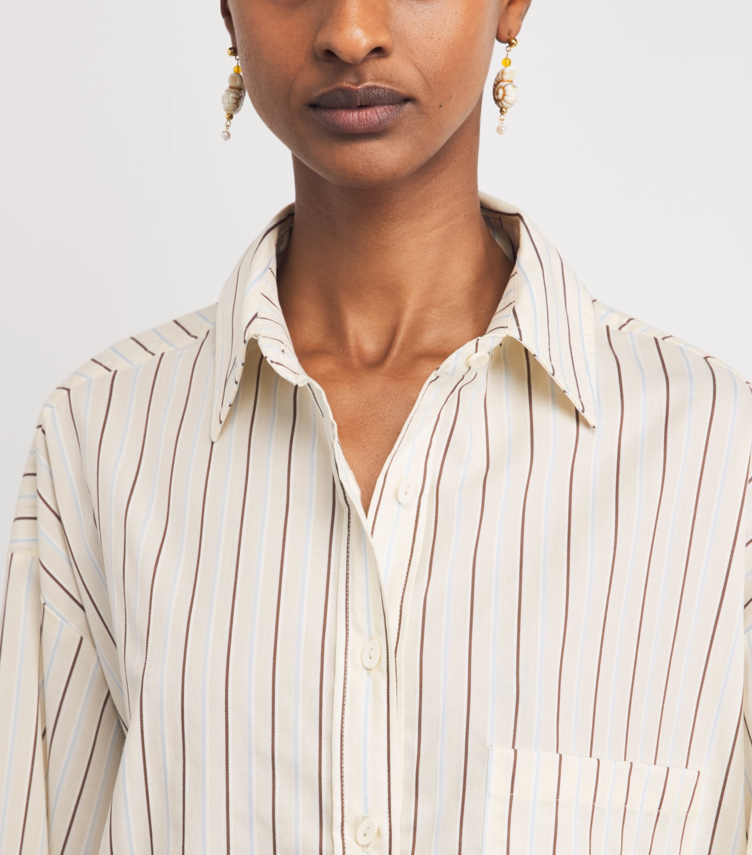 Faithfull the Brand Womens Cotton Poplin Stripe Angelo Shirt Fiori Stripe Lemon Image 3