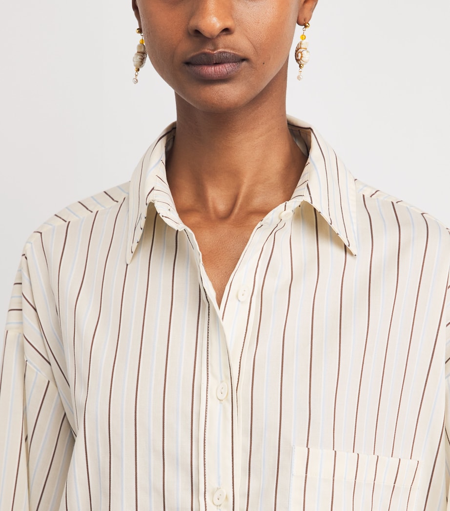 Faithfull the Brand Womens Cotton Poplin Stripe Angelo Shirt Fiori Stripe Lemon Image 3