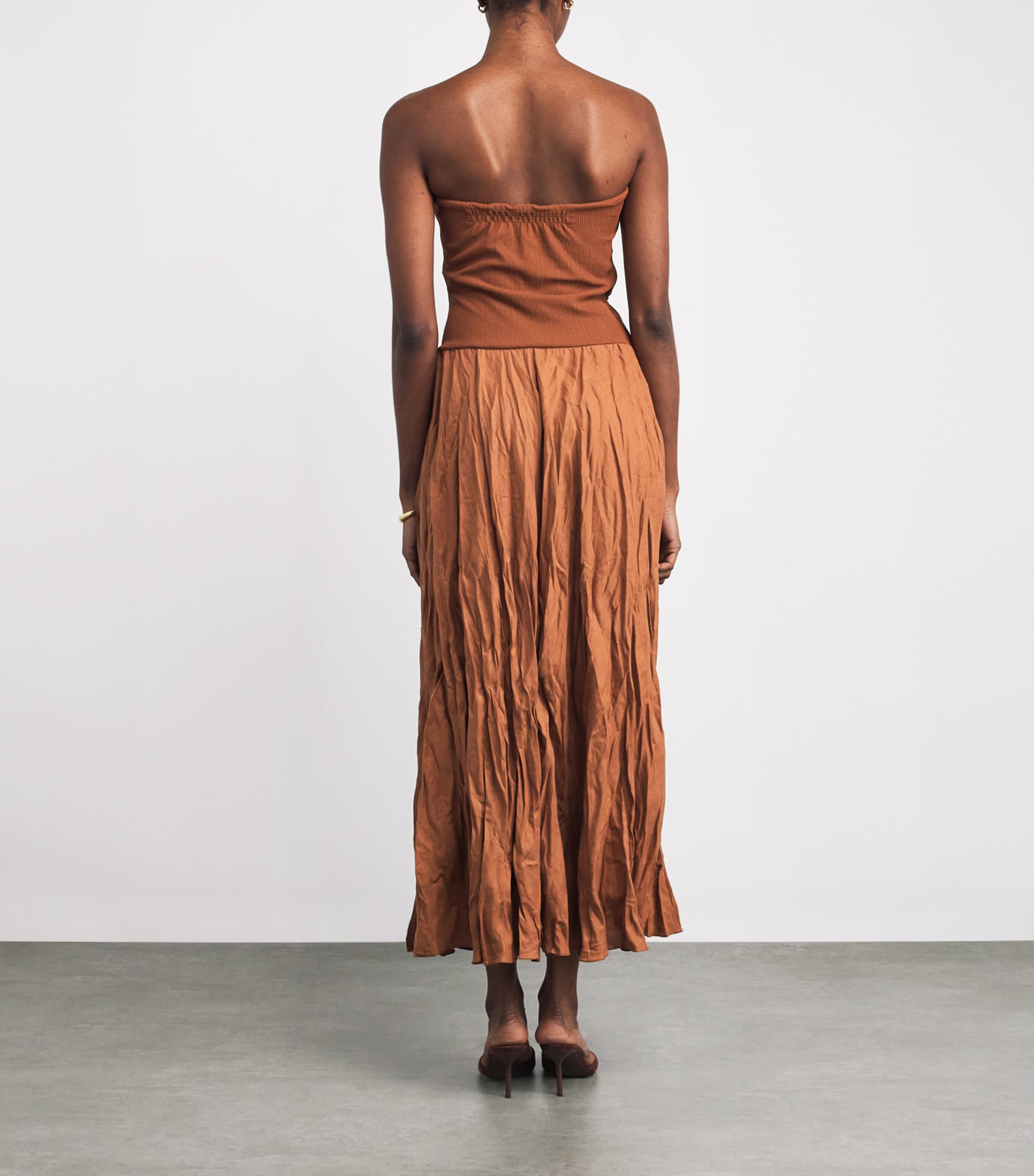 Linen-Blend Empowerment Maxi Skirt BROWN Image 3