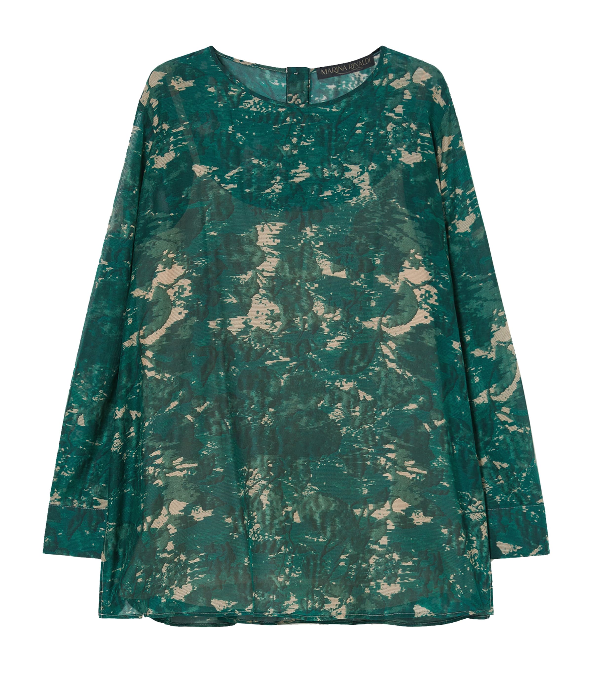 MARINA RINALDI COTTON-BLEND VISCHIO BLOUSE