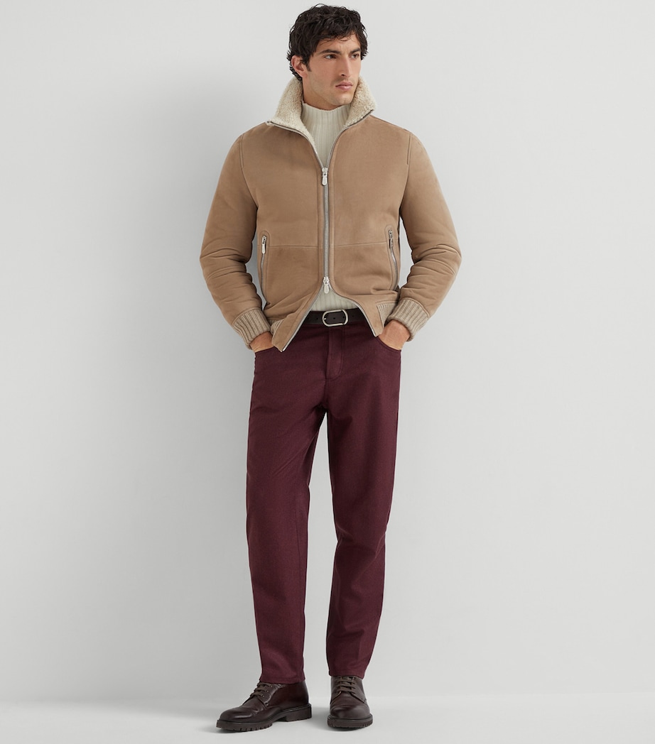 Cashmere-Trim Shearling Jacket C4248 Image 4