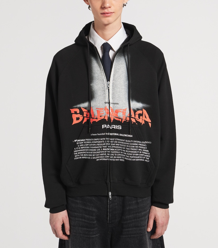 Balenciaga Mens Cotton Graphic Print Hoodie Image 5