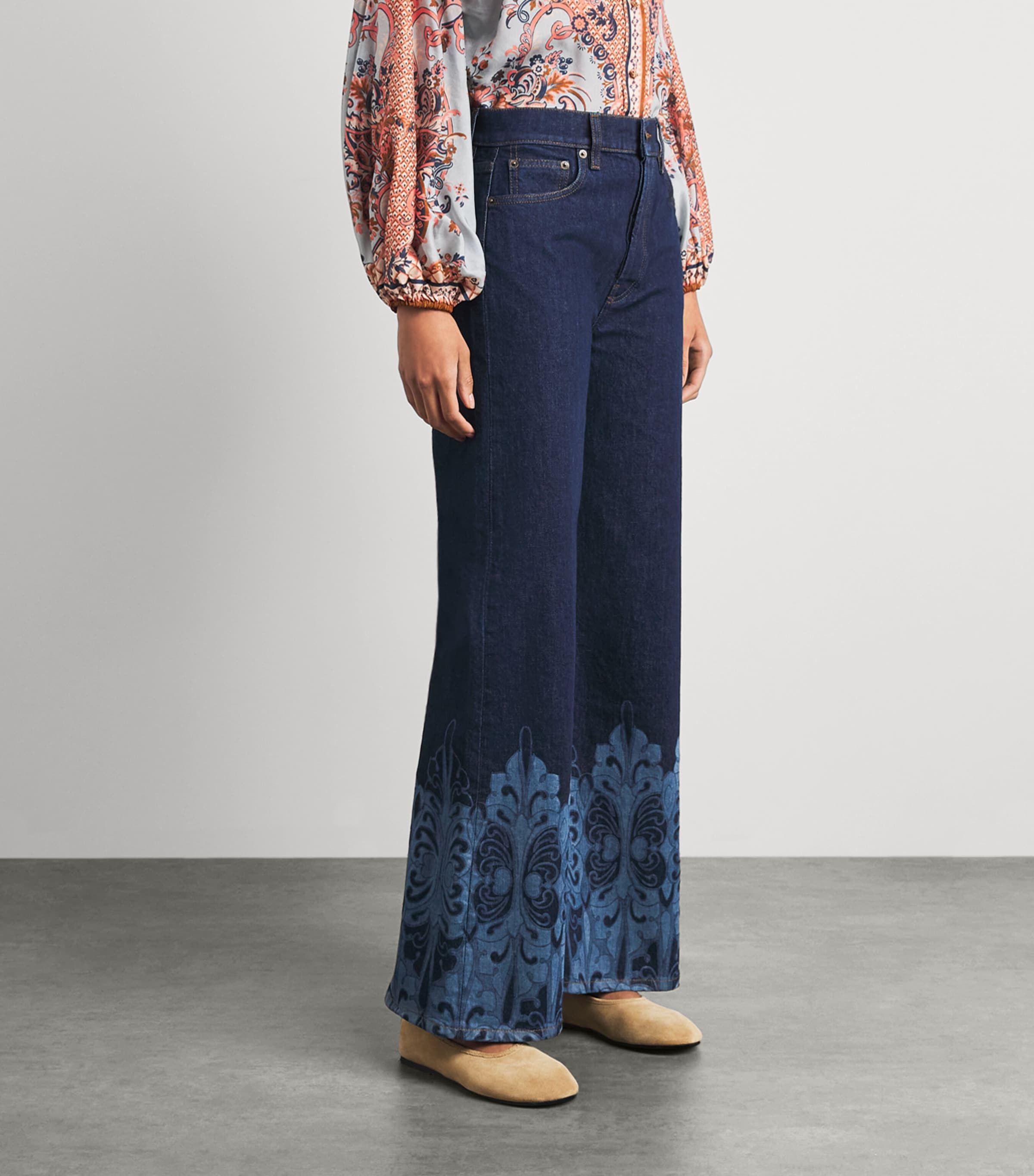 La Doublej Womens Printed Cropped Flared Jeans Cocoon Placée Image 4