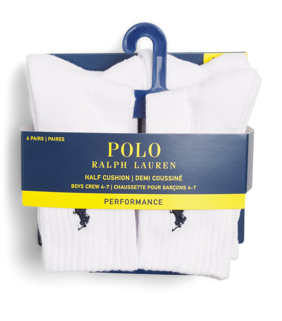 Ralph Lauren Kids Cotton-Blend Ankle Socks (Pack of 6) White Image 1